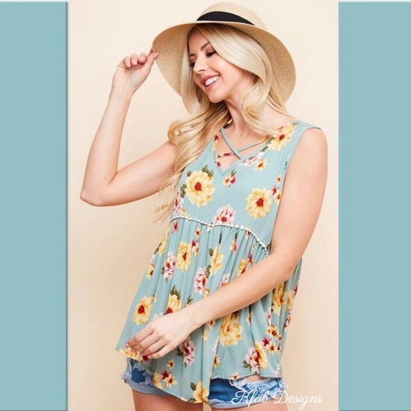 Crisscross Pompom Detail Babydoll Top - Picture 5 of 9